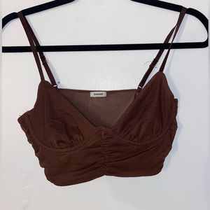 Brown Mesh Crop Top from Garage
